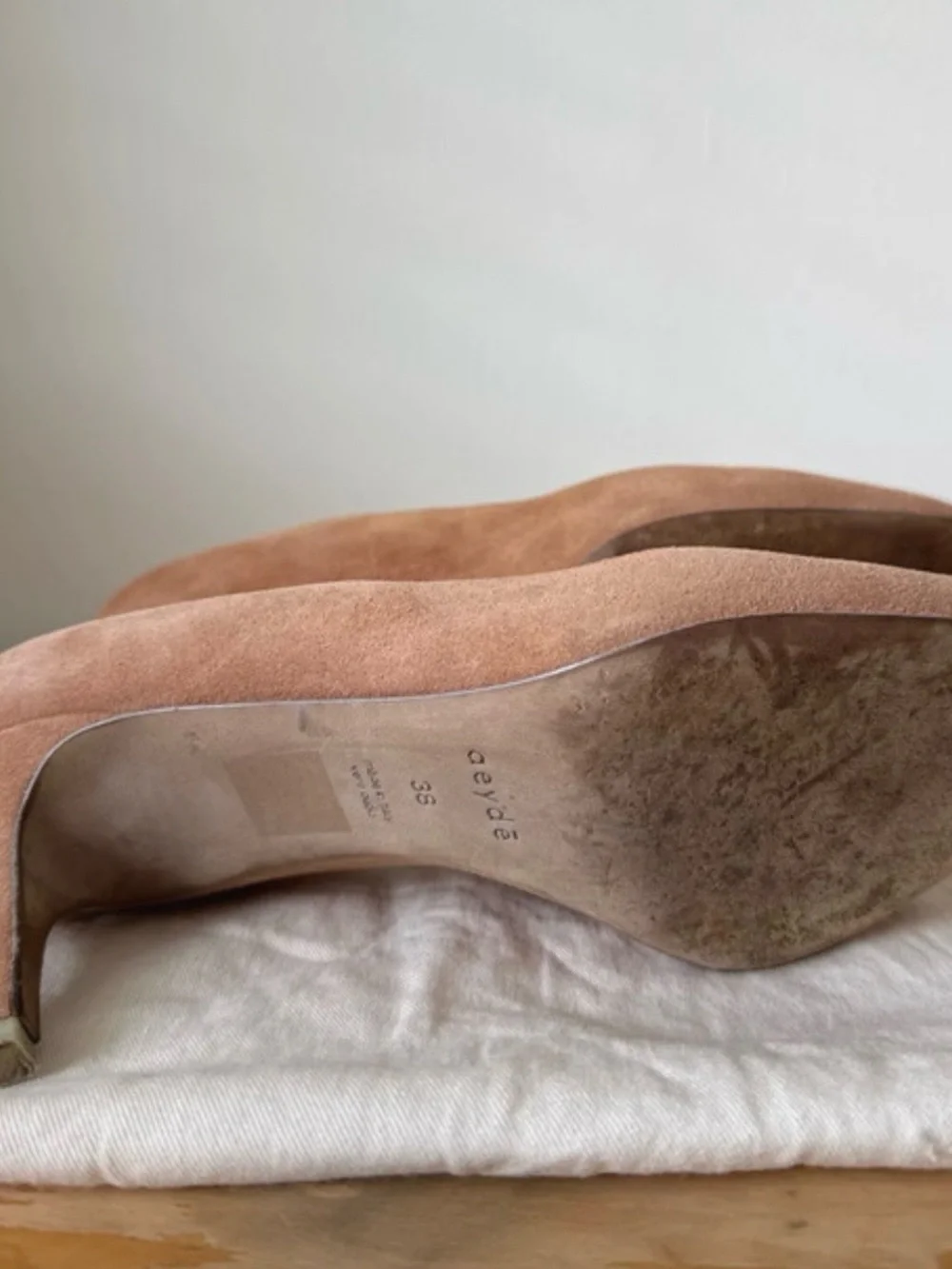 Aeyde Blush Brown Suede Pointed-Toe Pumps